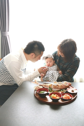 お食い初め写真 撮影場所 自宅(横浜市港北区) 父、母方祖母