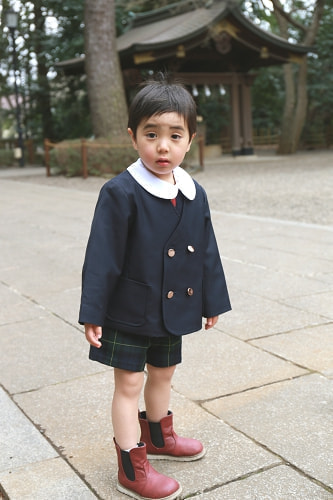 お宮参り写真 撮影場所 世田谷八幡宮 男の子、かわいい写真
