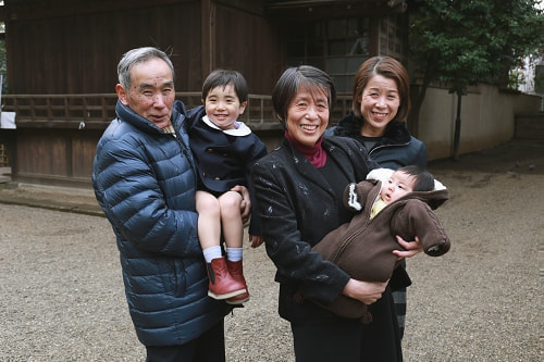 お宮参り写真 撮影場所 世田谷八幡宮 親族