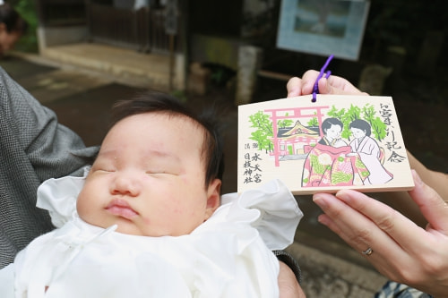 お宮参り写真 撮影場所 水天宮 日枝神社 絵馬、赤ちゃん