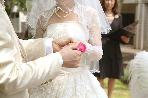 ブライダル写真 撮影場所 世田谷公園 指輪交換