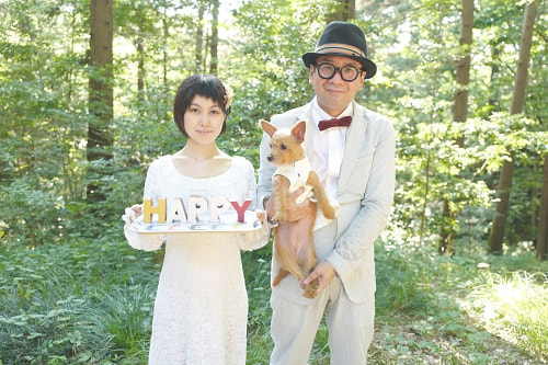 ブライダル(エンゲージメントフォト)写真 撮影場所 森(自宅) 家族写真２