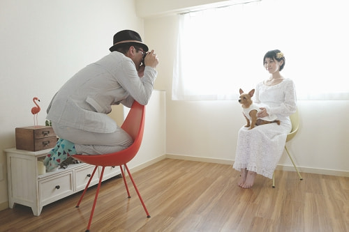 ブライダル(エンゲージメントフォト)写真 撮影場所 鎌倉(海) カメラマン、新婦